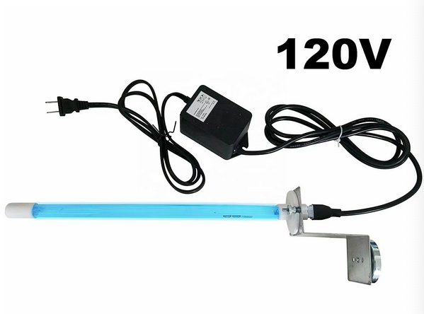120V Glass UV Lamp with 1pcs 14" Ultraviolet Bulbs High Permeability for Commercial HVAC Coil Systems Air Purifier Parts